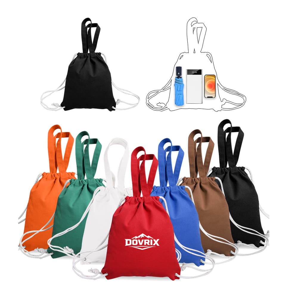 Cotton Canvas Drawstring Backpack Tote Bag