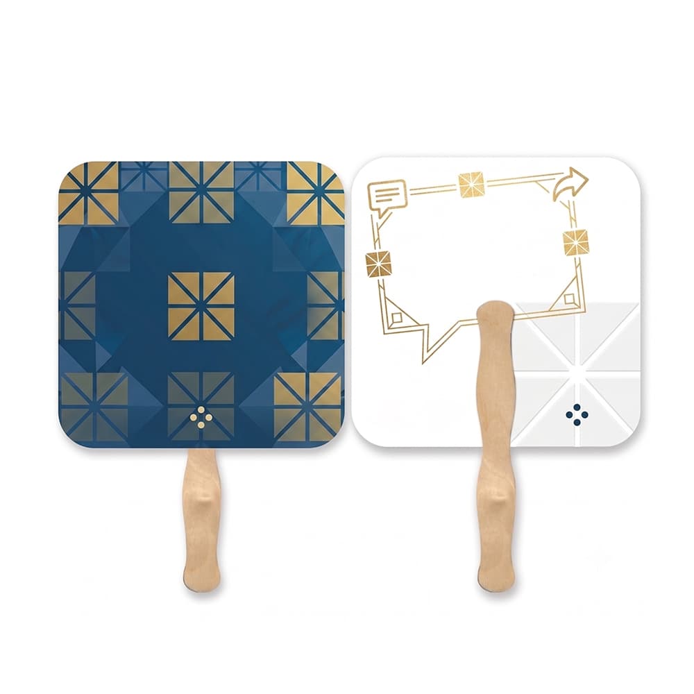 Wood Handle Rounded Square Hand Fan