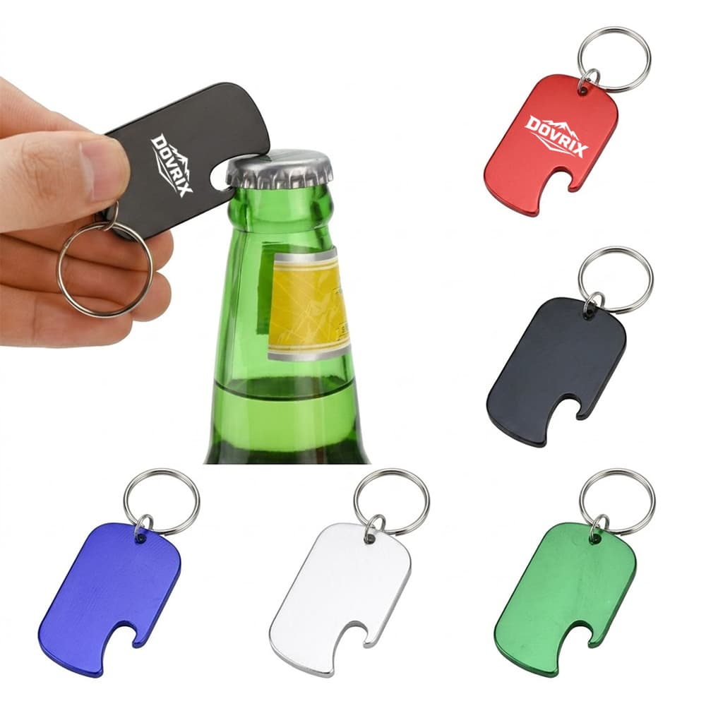 Metal Dog Tag Keychain w/ Bottle Opener