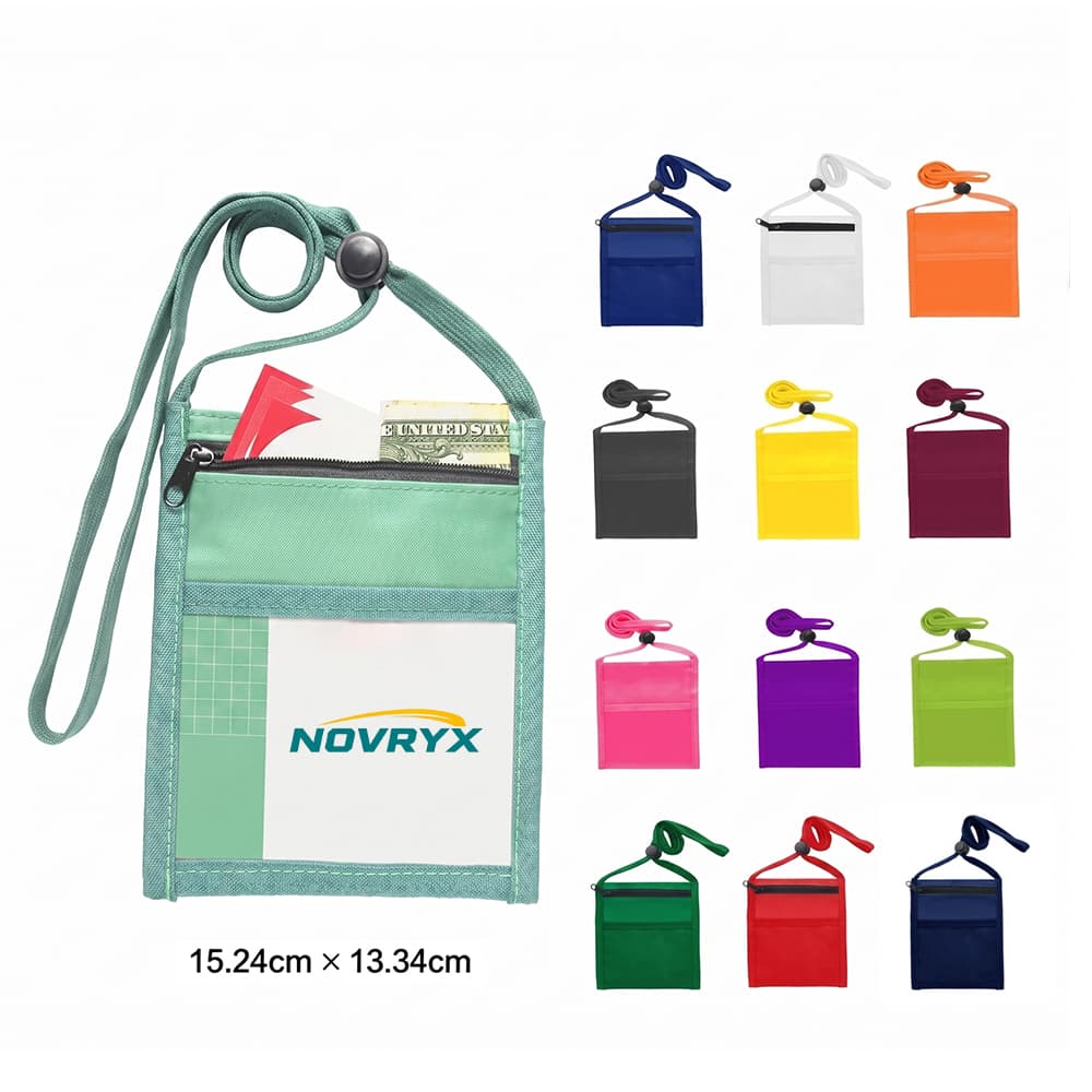 Recycled ID Lanyard Pouch w/ Zip Pocket