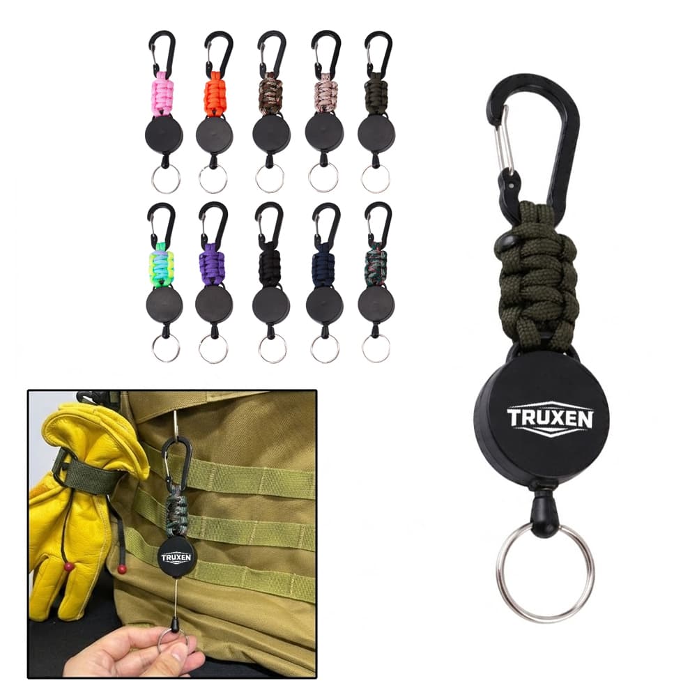 Extendable Carabiner Keychain w/ Woven Paracord