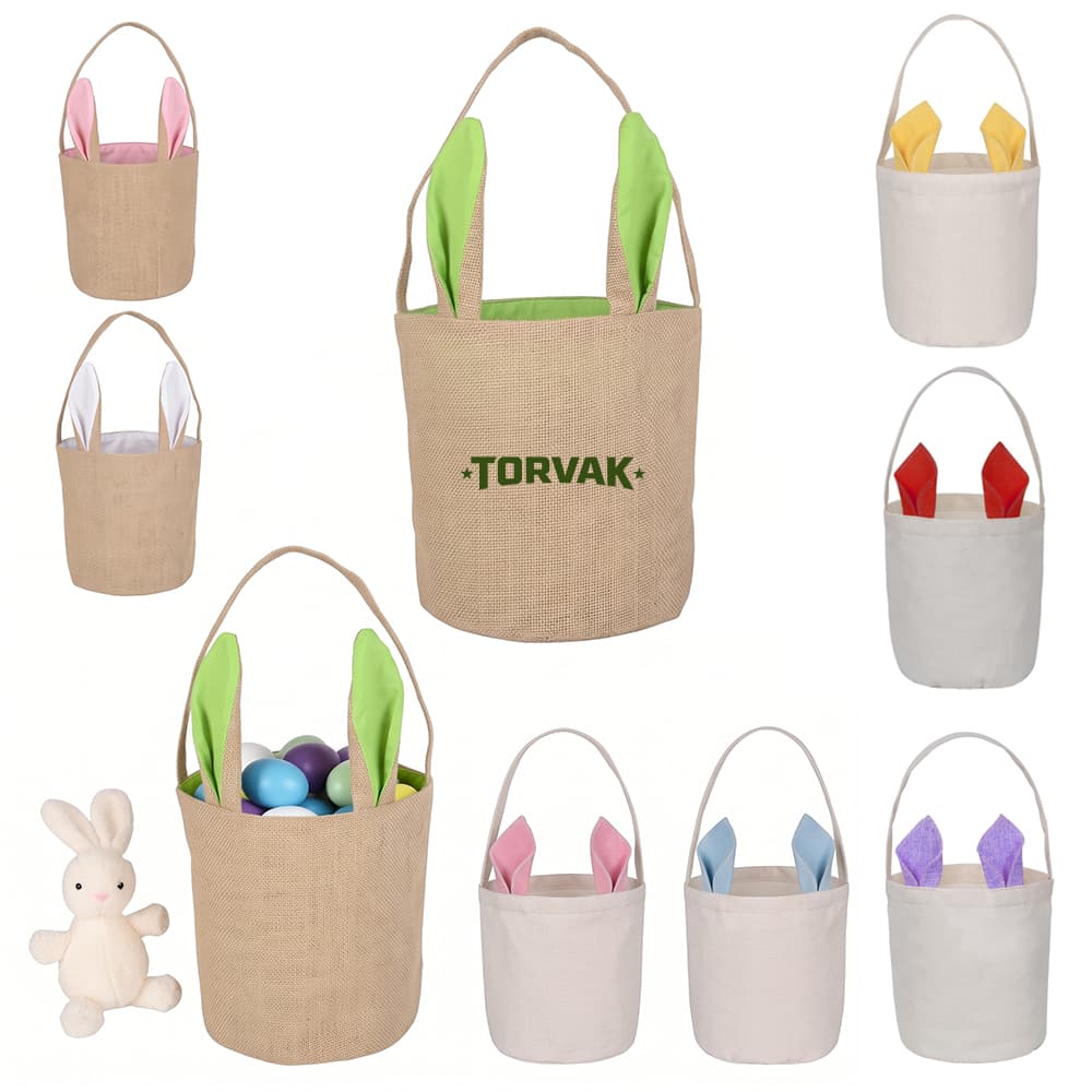 Easter Bunny Ear Burlap Basket