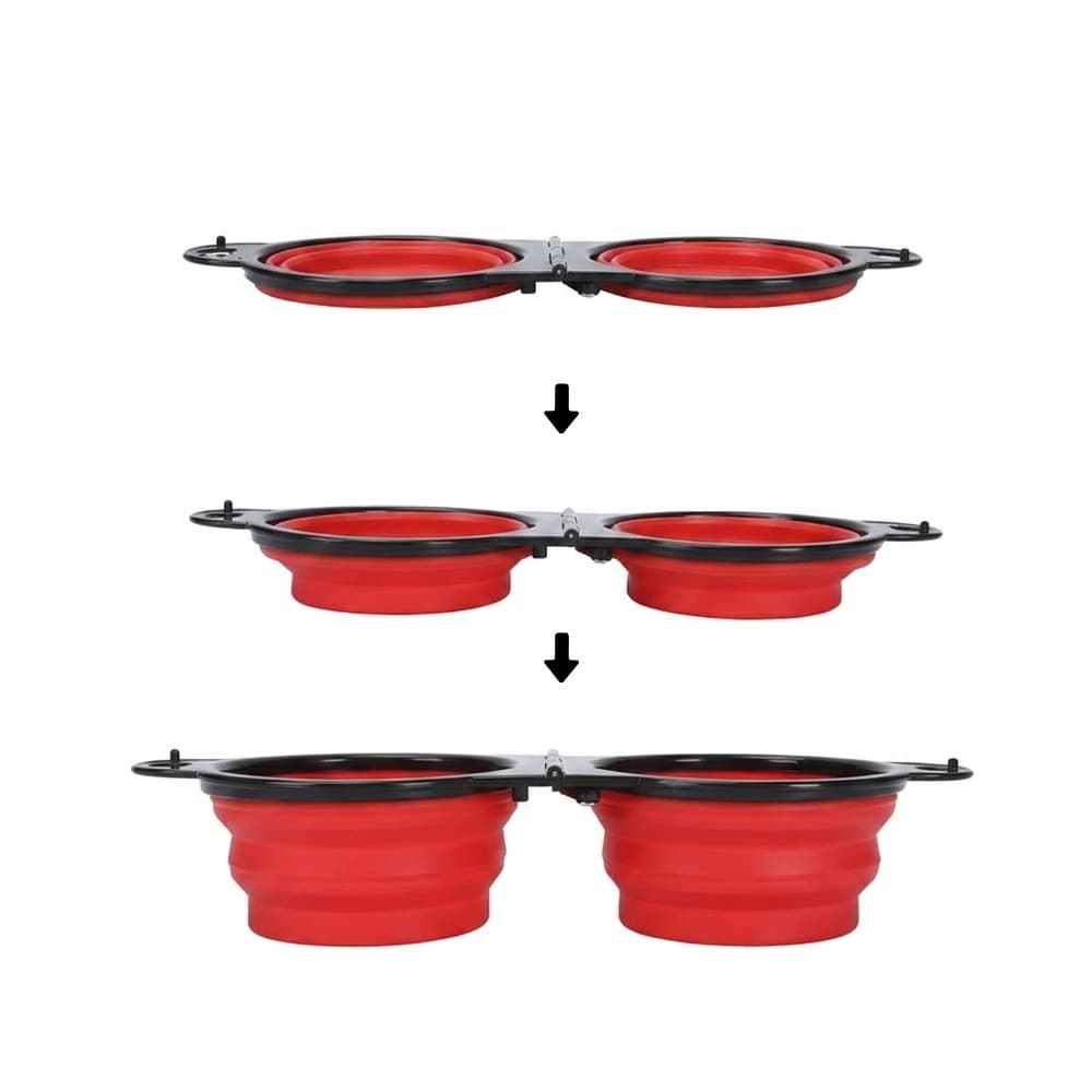 Collapsible Dual Pet Bowl w/ Carabiner gallery 1