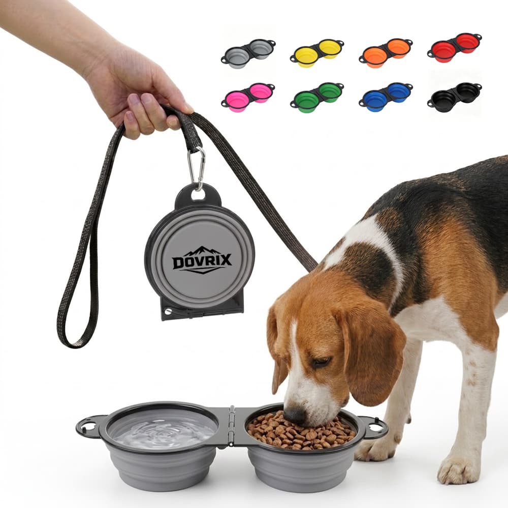 Collapsible Dual Pet Bowl w/ Carabiner